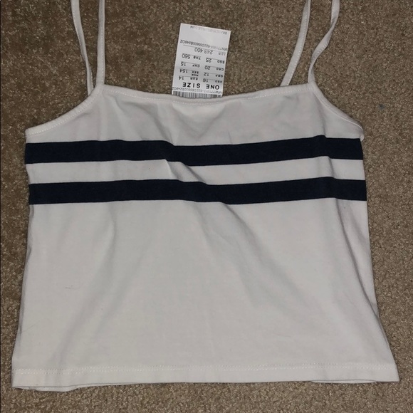 White and navy blue brandy top - Picture 1 of 3
